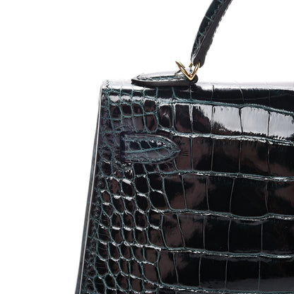 Hermes Shiny Alligator Mini Kelly Sellier 20 Vert Cypress 11 of 30