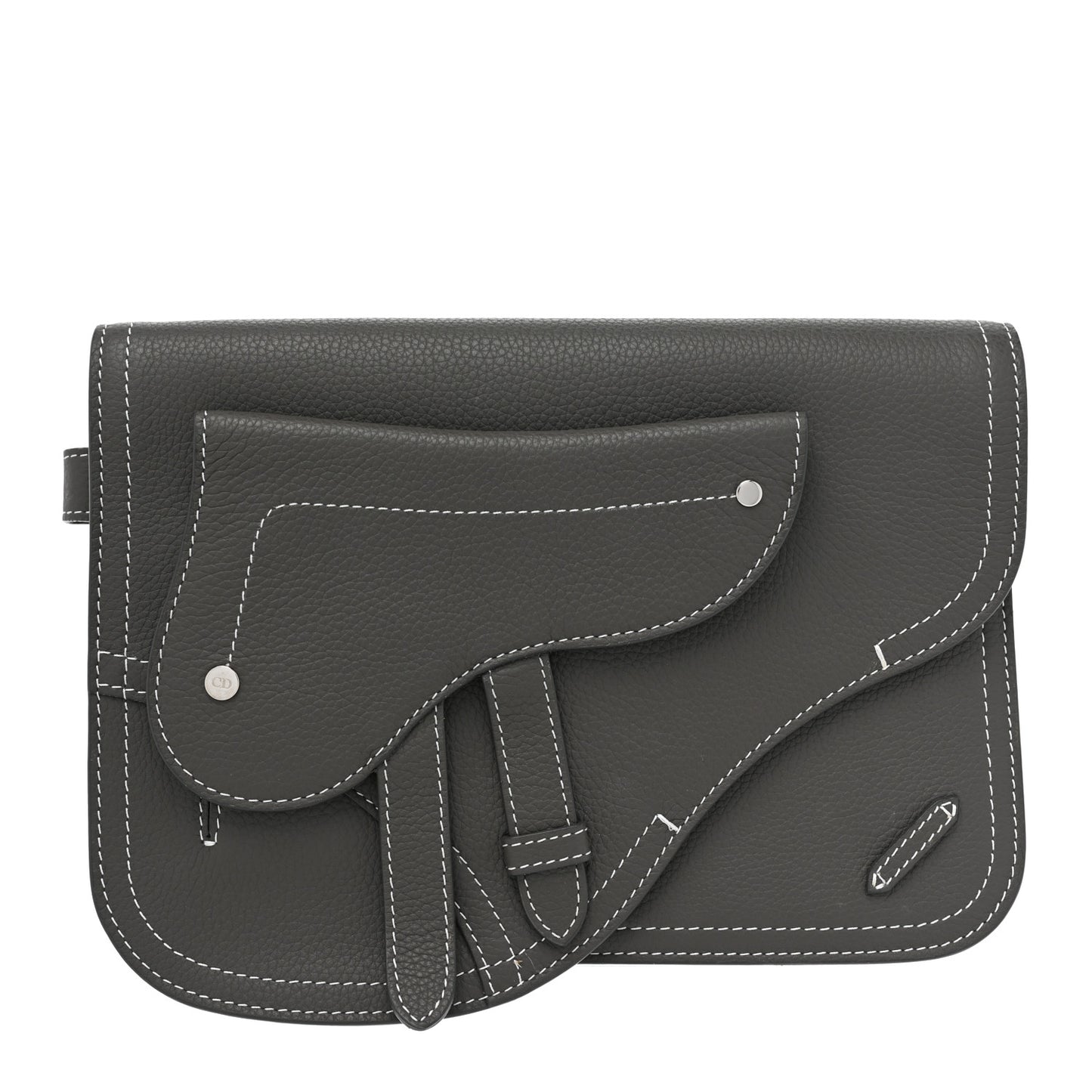 X KAWS Grained Calfskin Saddle Wristlet Grey
