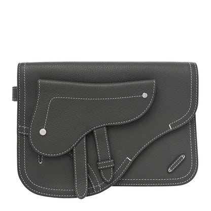 Christian Dior X KAWS Grained Calfskin Saddle Wristlet Grey 1 of 9