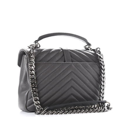 Saint Laurent Sheepskin Matelasse Chevron Monogram Medium College Bag Asphalt 3 of 13