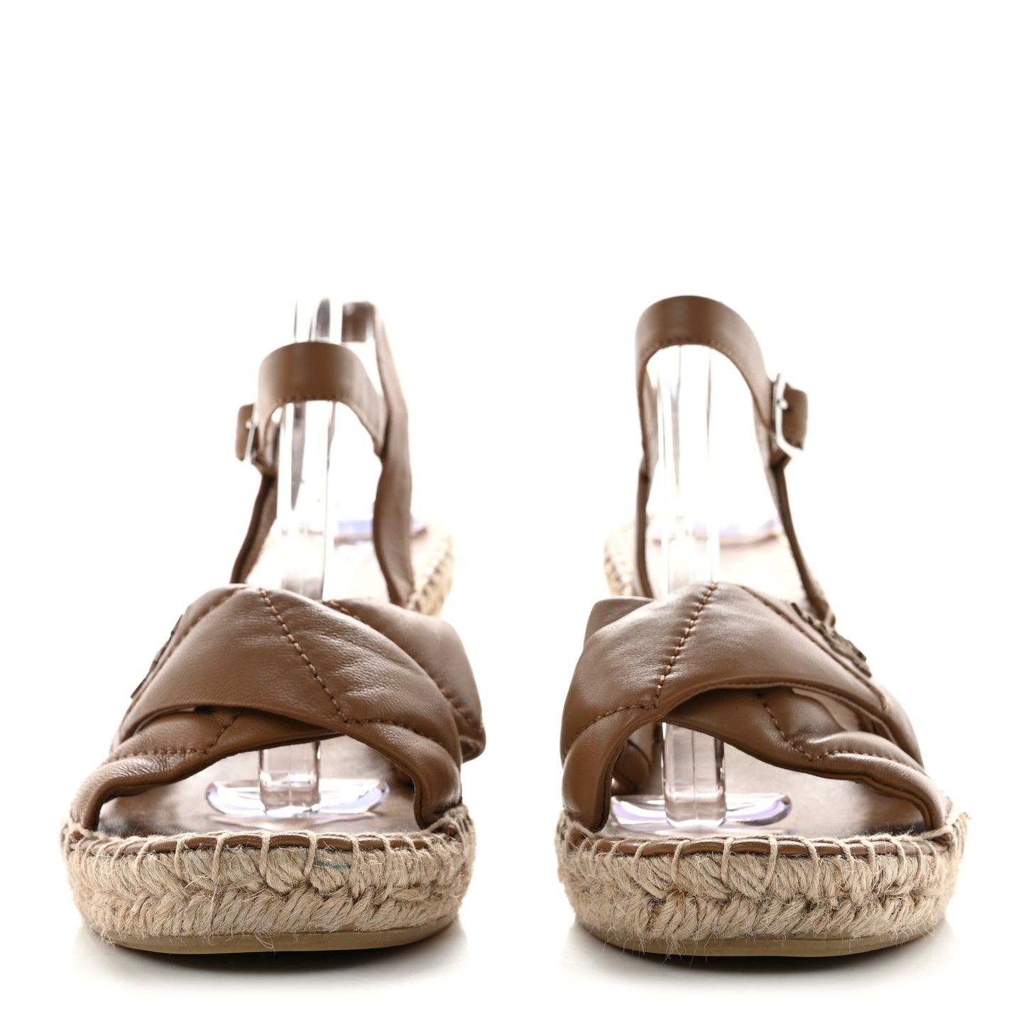 Nappa Quilted Espadrille 90mm Wedge Sandals 39 Caramel