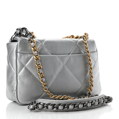 Chanel Metallic Goatskin Quilted Medium Chanel 19 Flap Silver 2 of 4
