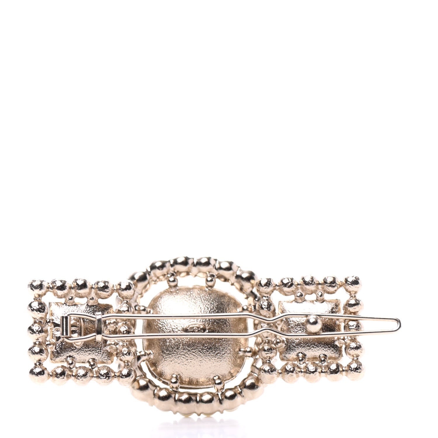 Chanel Metal Pearl CC Hair Clip Barrette Gold 3 of 6