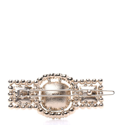 Chanel Metal Pearl CC Hair Clip Barrette Gold 3 of 6