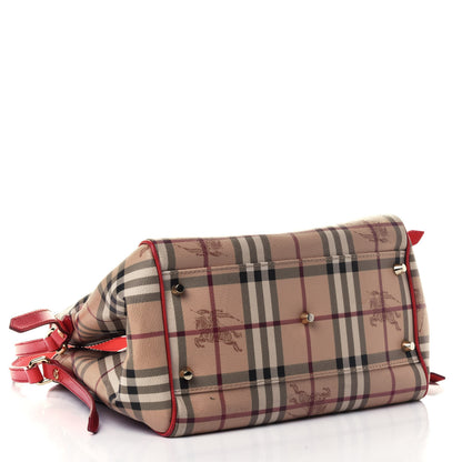 Burberry Haymarket Check Small Canterbury Tote Coral Red 3 of 4
