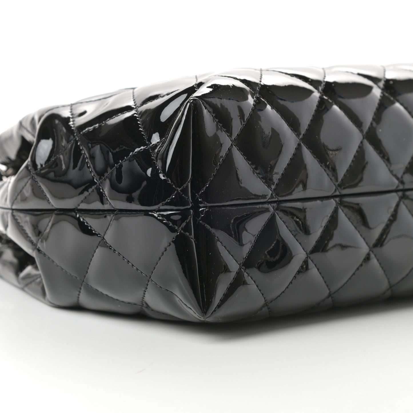 Patent Quilted Large Coco Shine Accordion Flap Black