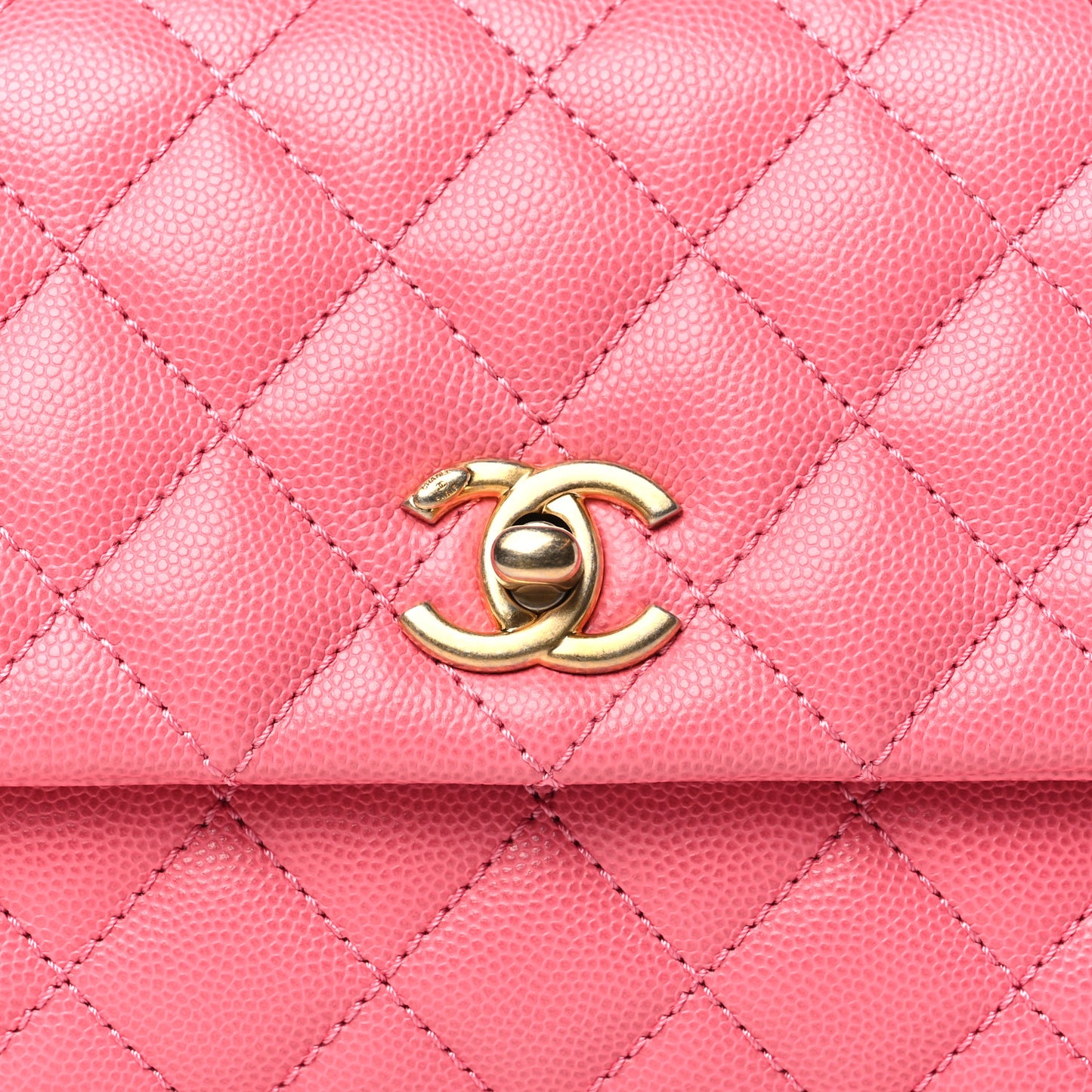 Caviar Lizard Embossed Quilted Mini Coco Handle Flap Pink