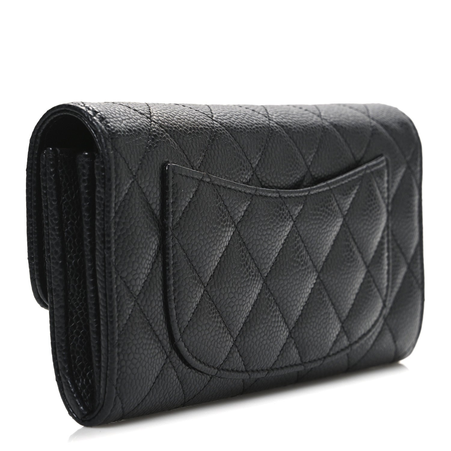 Chanel Caviar Quilted Large Gusset Flap Wallet Black 3 of 8