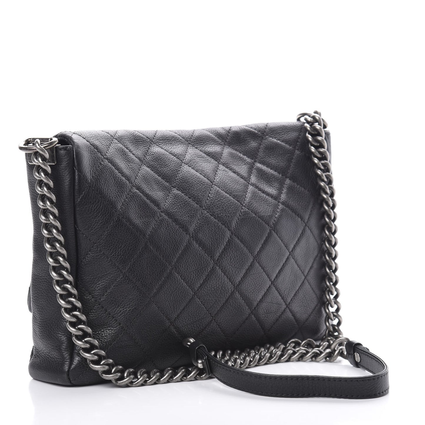 Calfskin Quilted Couture Messenger Black