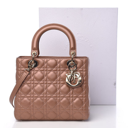 Christian Dior Metallic Lambskin Cannage Medium Lady Dior Bronze 11 of 11