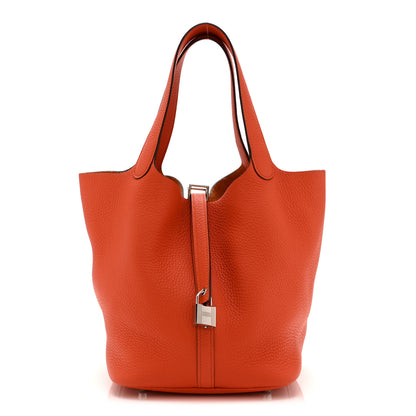 Hermes Taurillon Clemence Picotin Lock 22 MM Orange 1 of 10