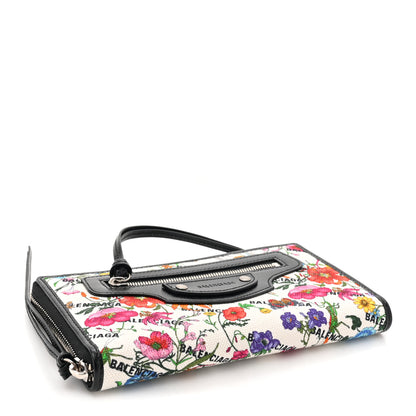 Balenciaga X GUCCI Canvas Azalea Calfskin Flora Logo Print Zip Around Wallet White Multicolor Black 4 of 8