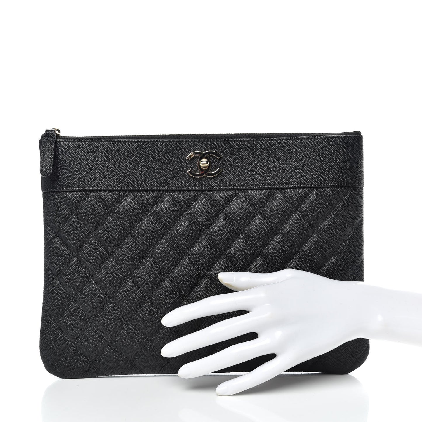 Caviar Quilted Medium Vintage Mademoiselle Cosmetic Case Black