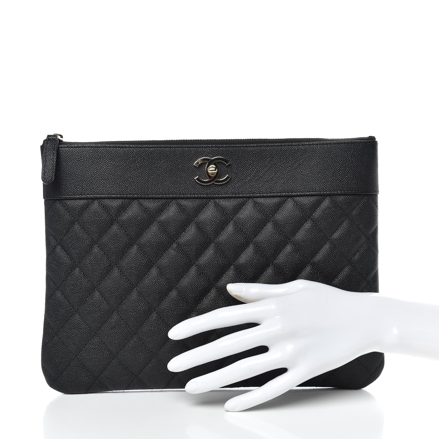 Chanel Caviar Quilted Medium Vintage Mademoiselle Cosmetic Case Black 2 of 10