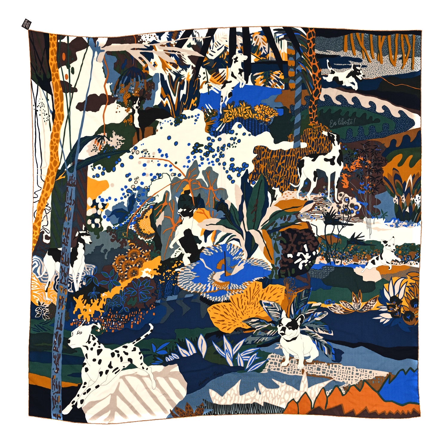 Hermes Cashmere Silk En Liberte Shawl 140 White Vert Loden Miel 2 of 6