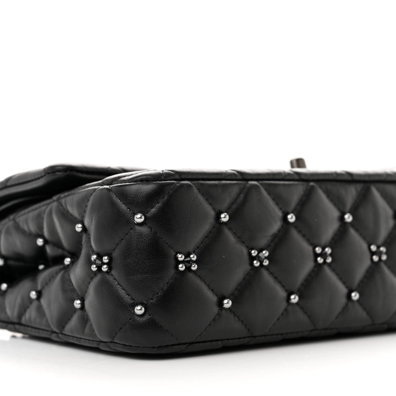Chanel Lambskin Beaded Quilted Flower Double Flap Black 9 of 11
