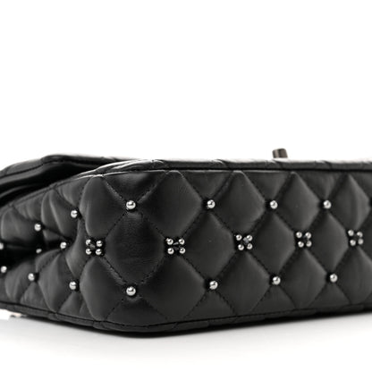 Chanel Lambskin Beaded Quilted Flower Double Flap Black 9 of 11