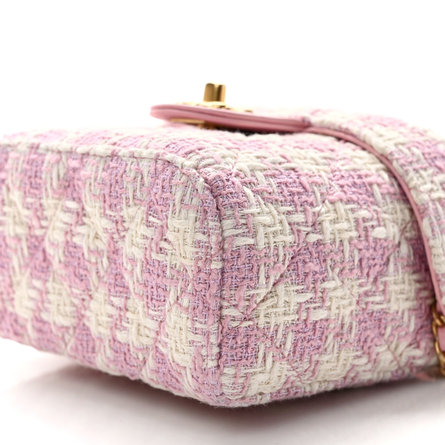 Tweed Handle Crush Small Vanity Case Pink Ecru