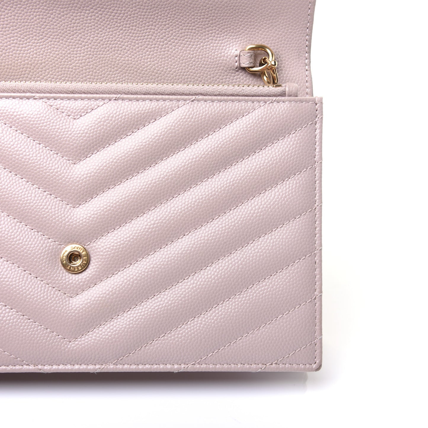 Grain De Poudre Matelasse Chevron Monogram Envelope Chain Wallet Pale Pink