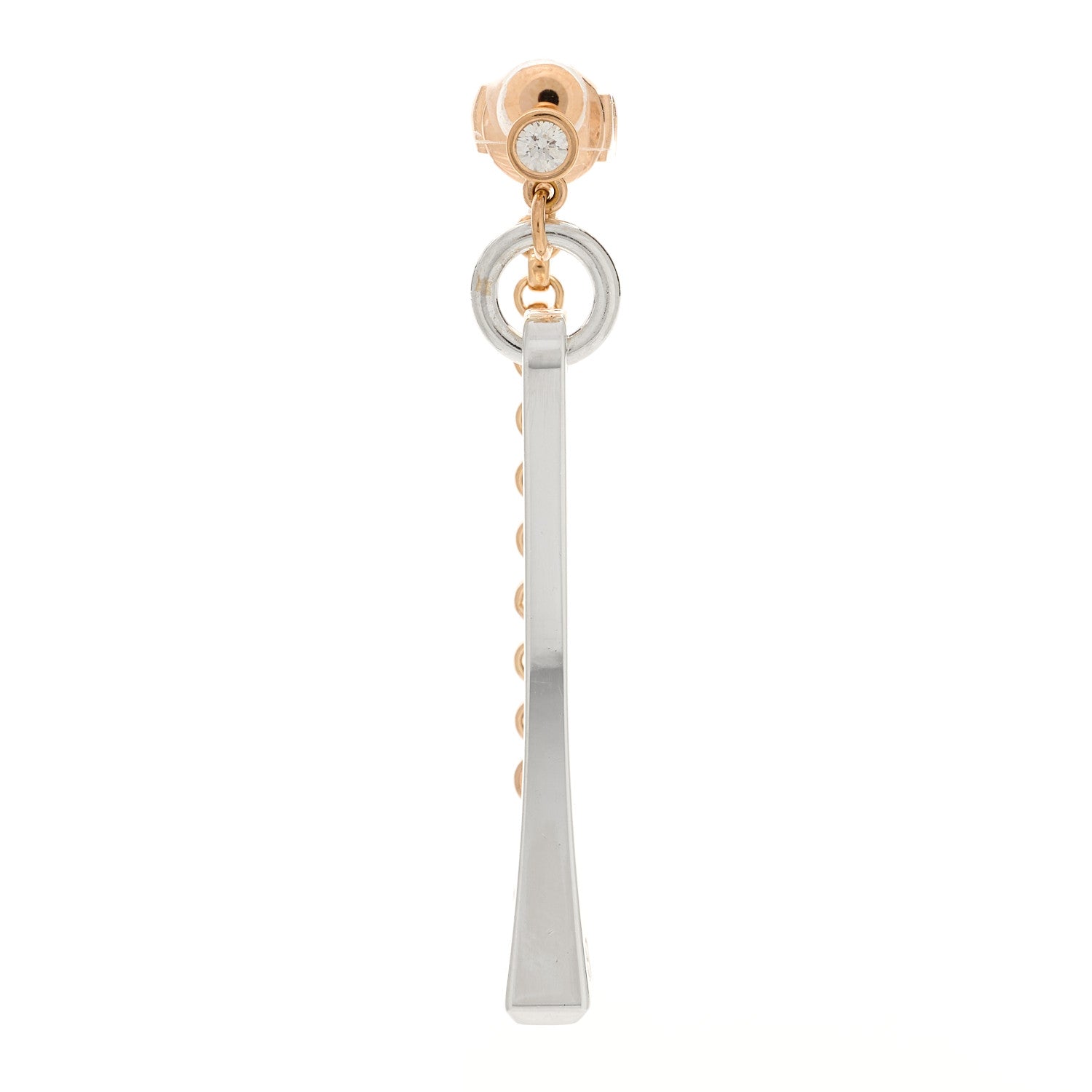 Hermes 18K Rose Gold Sterling Silver Mix and H Single Dangle Earring 1 of 5