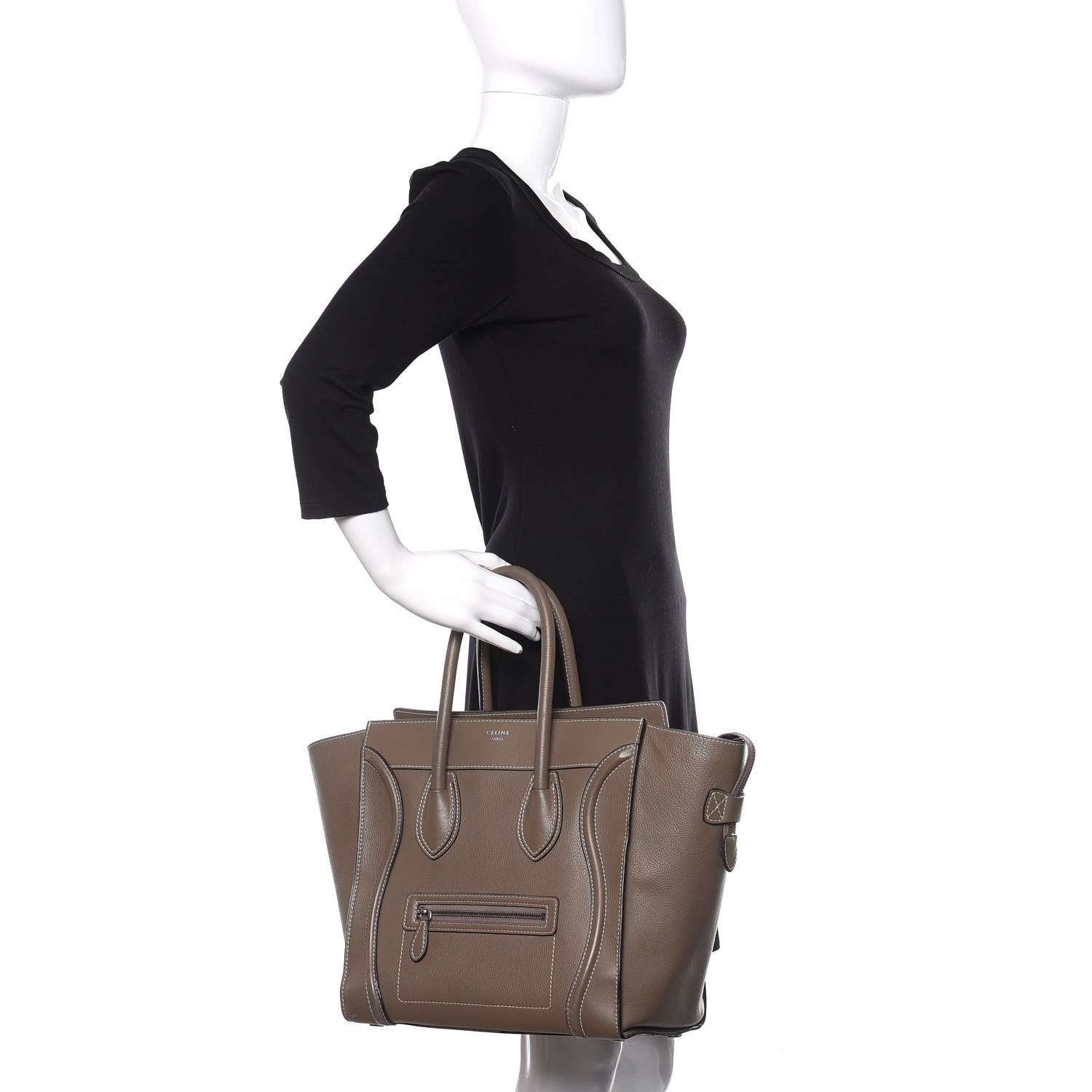 Celine Drummed Calfskin Mini Luggage Souris 2 of 15