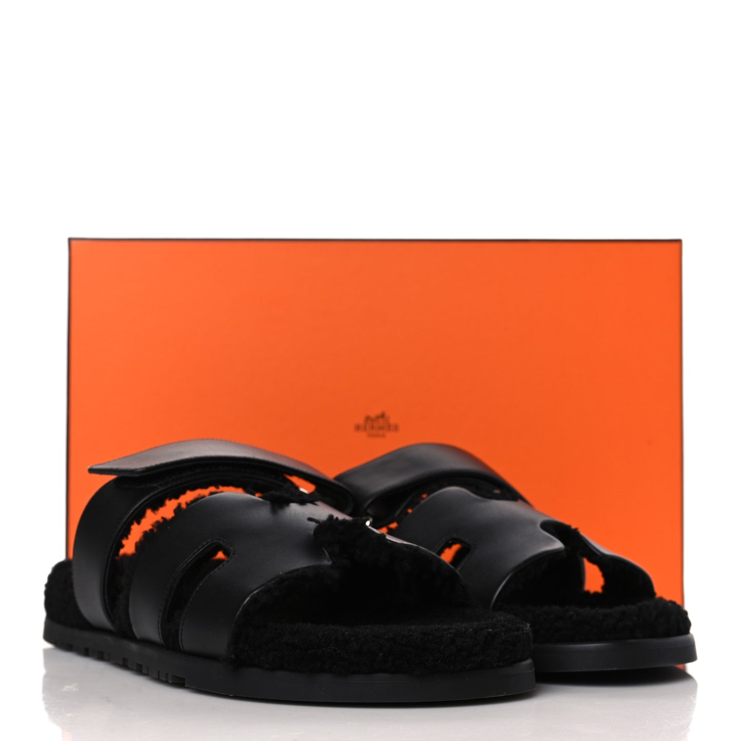 Calfskin Woolskin Mens Chypre Sandals 43 Black