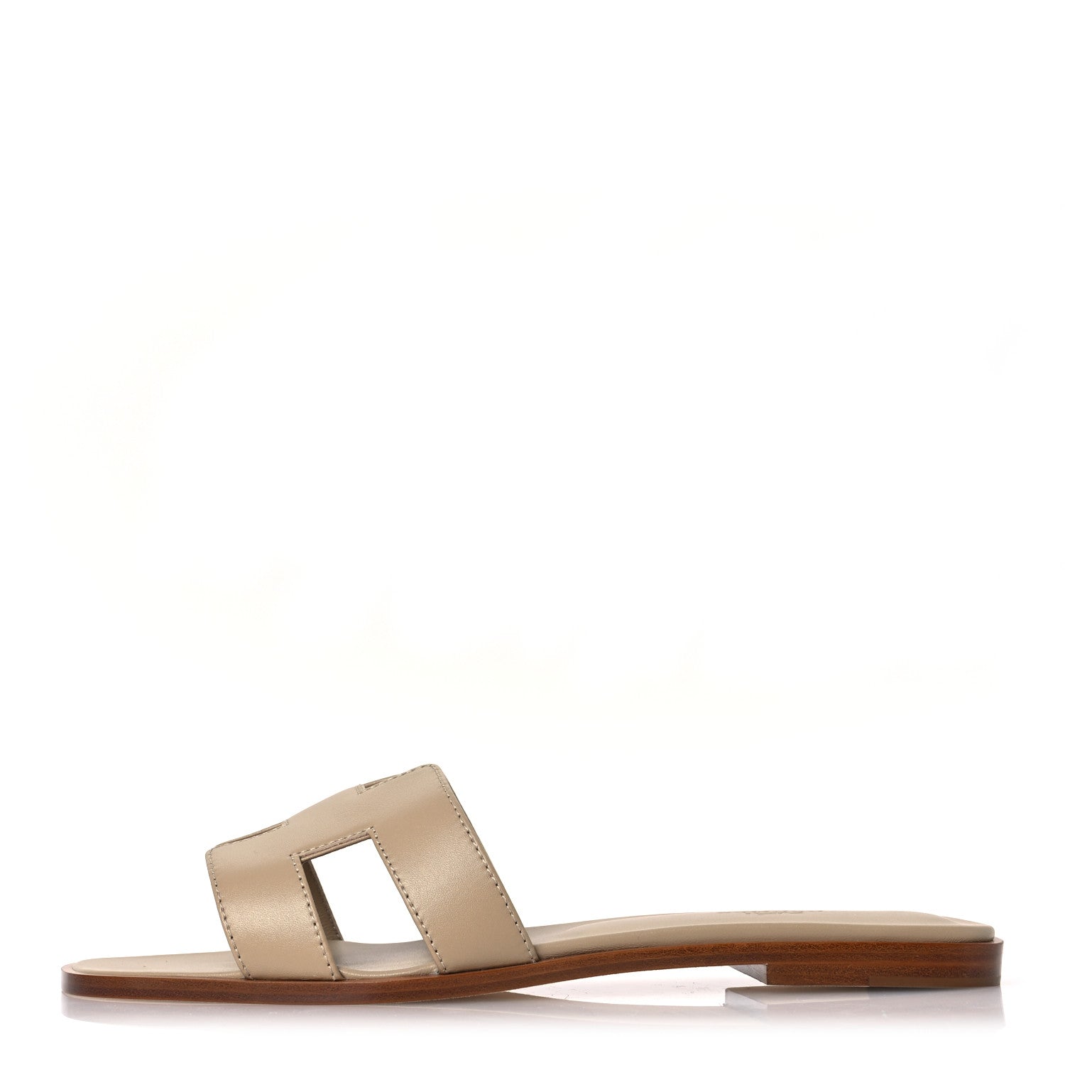 Hermes Box Calfskin Oran Sandals 39.5 Beige Lin 1 of 10