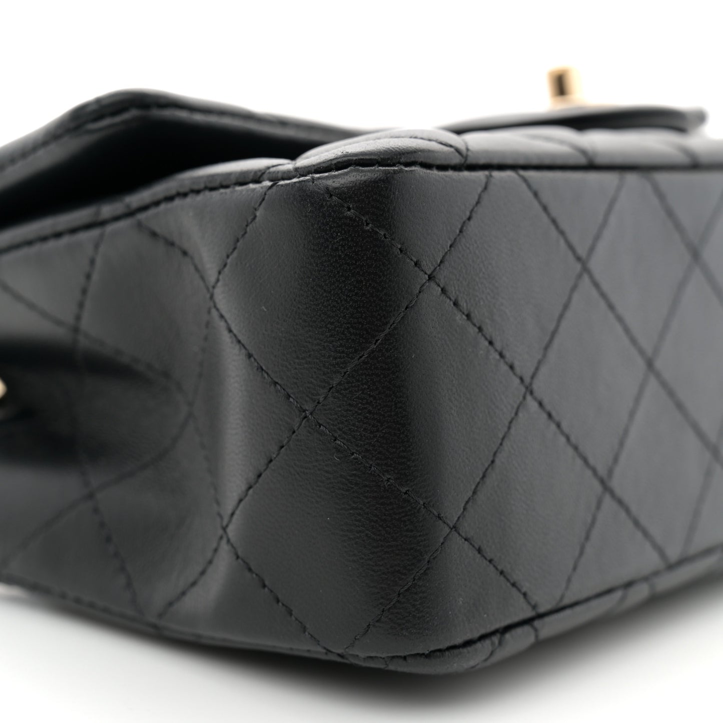 Lambskin Quilted Mini Rectangular Flap Black