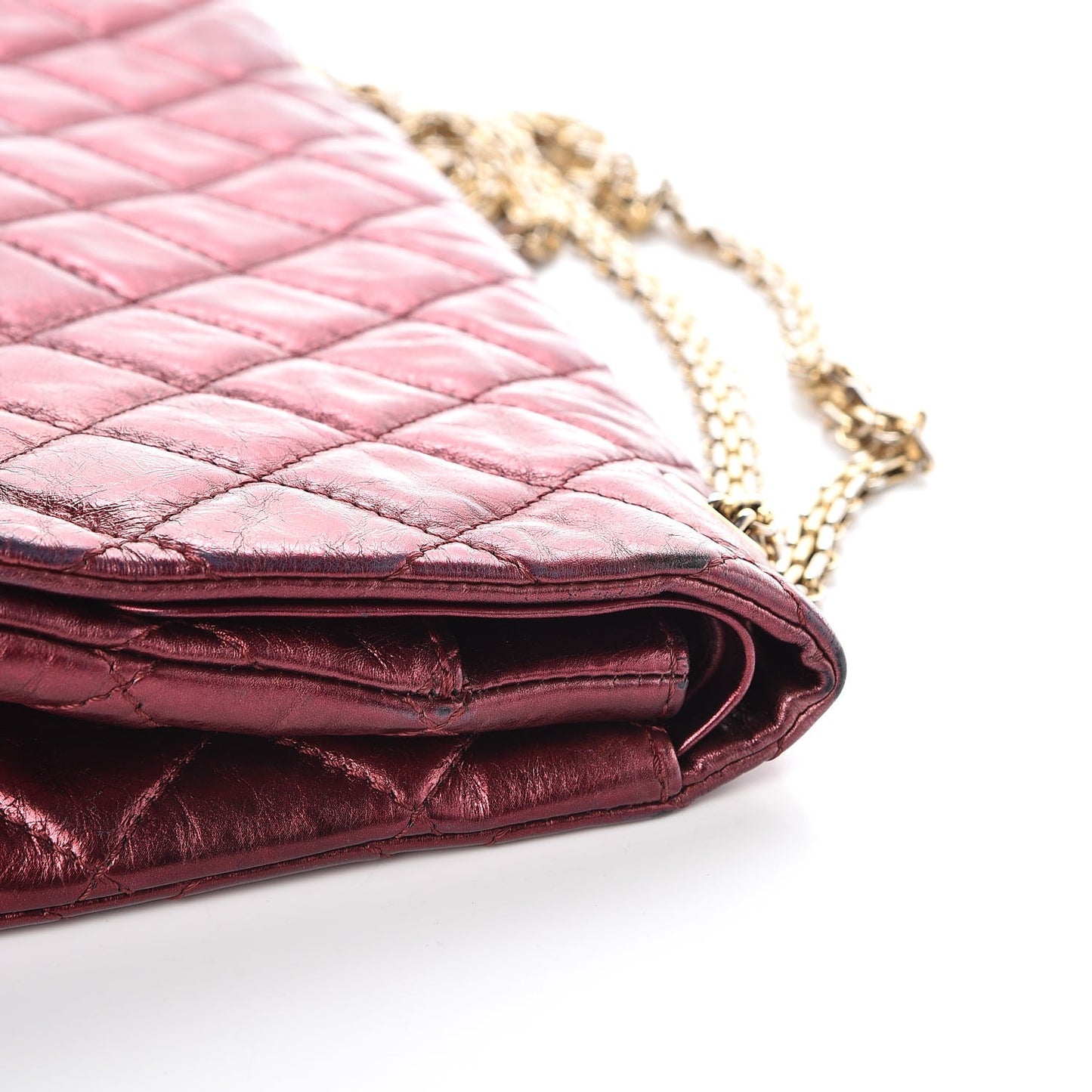 Metallic Aged Calfskin Quilted 2.55 Reissue 227 Flap Dark Red