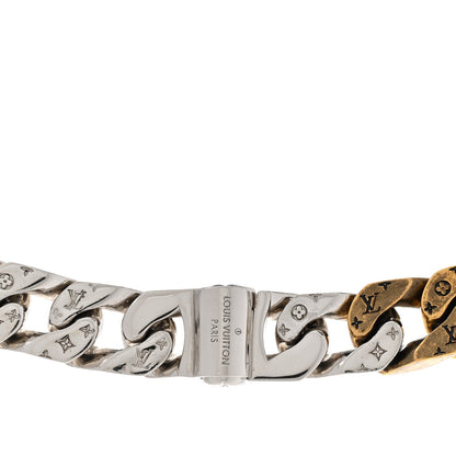 Louis Vuitton Metal Enamel Crystal Soapy Chain Necklace Silver Gold 5 of 10