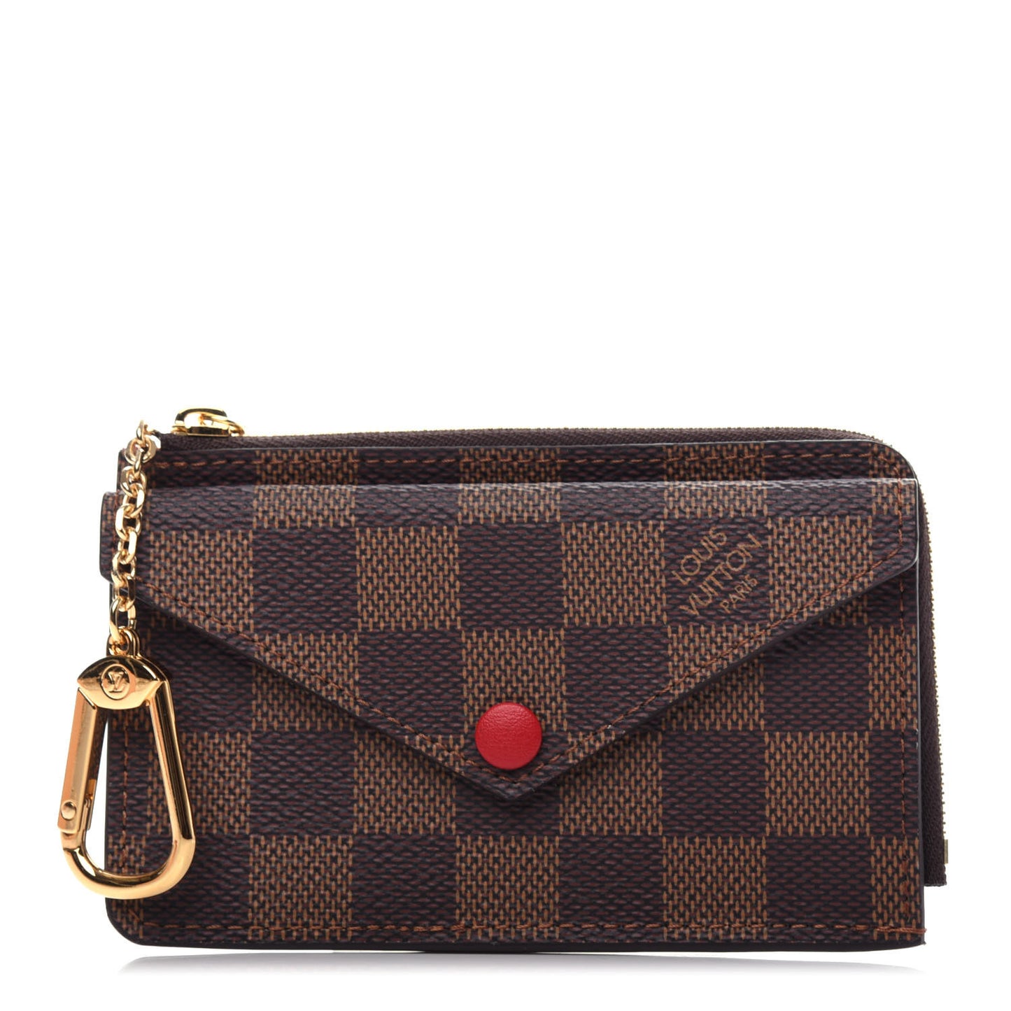 Damier Ebene Recto Verso Card Holder Red
