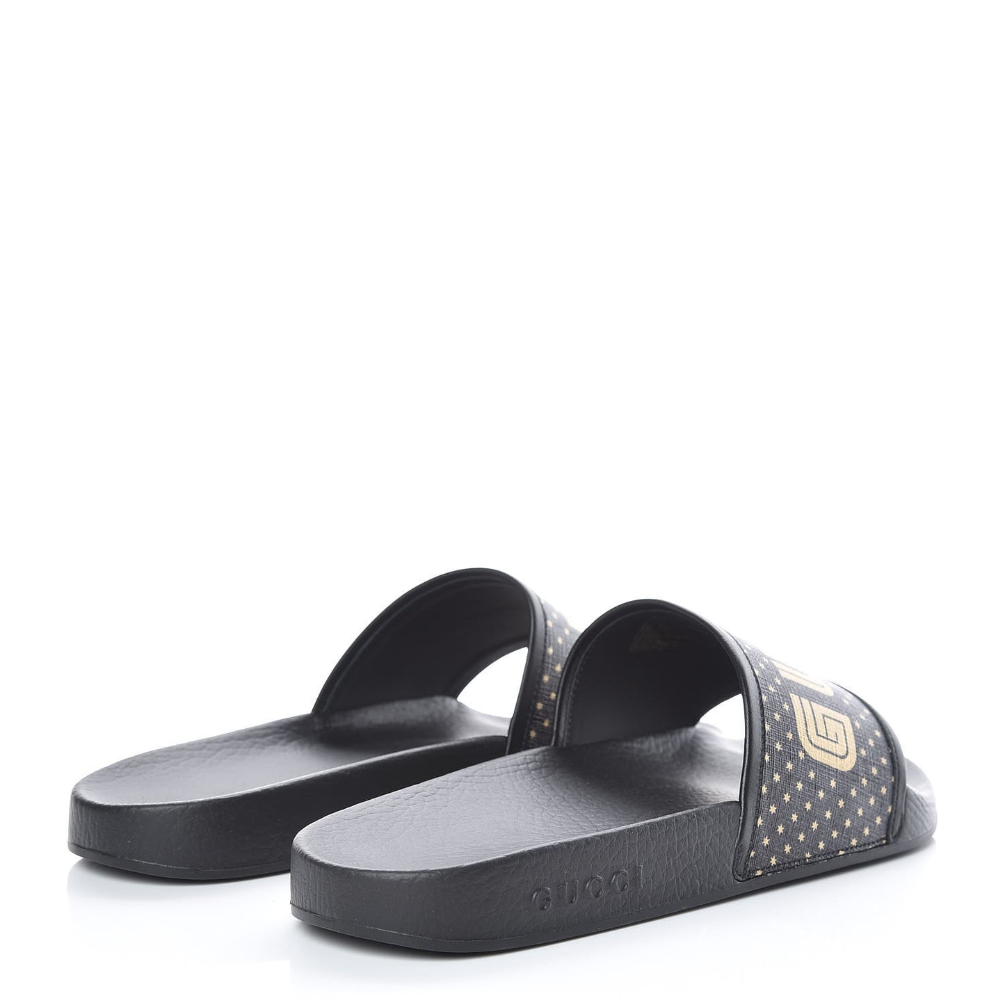 X SEGA Supreme Canvas GUCCY Stars Mens Slide Sandals 8 Black Gold