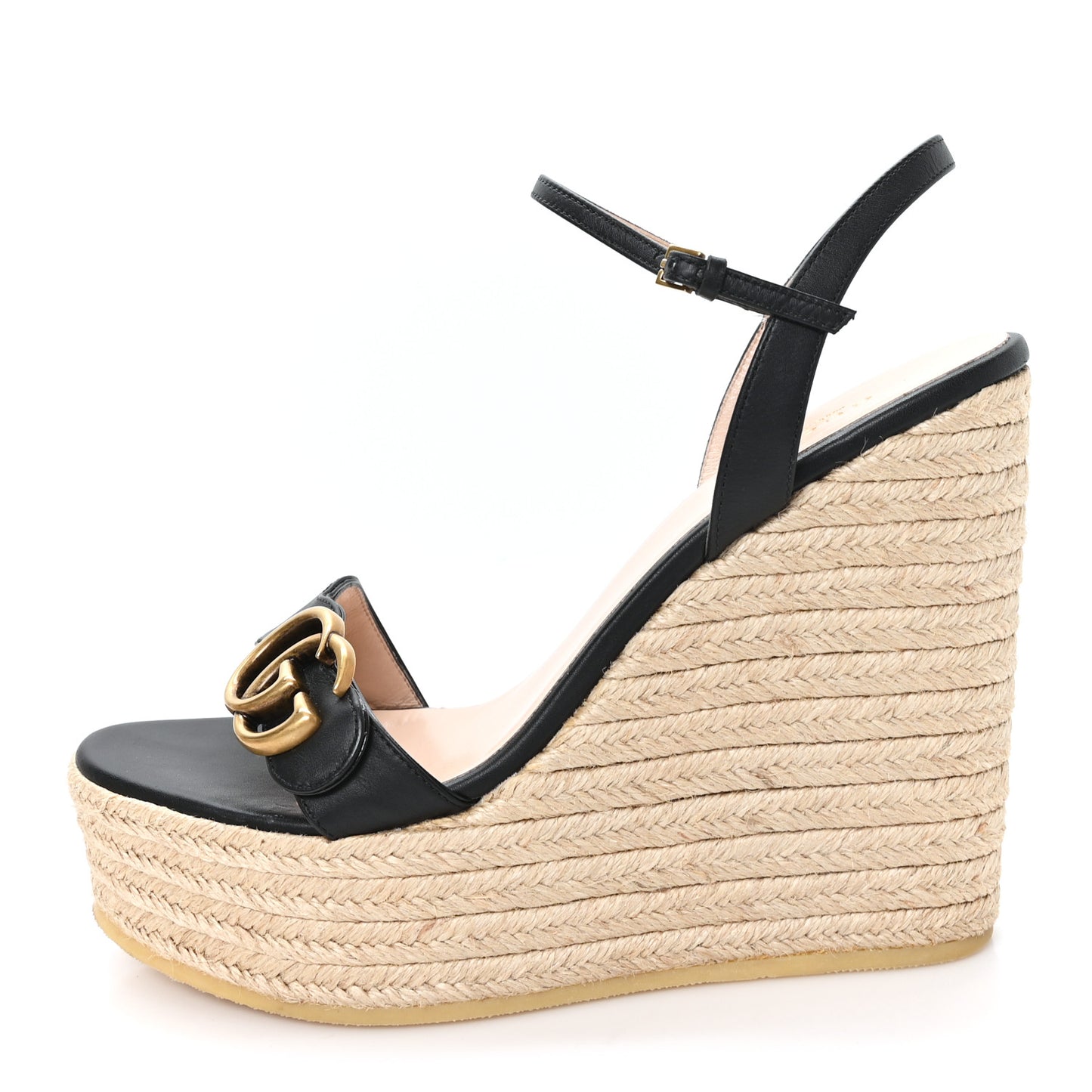 Nappa Matelasse GG Marmont Slingback Platform 45/130mm Espadrille Wedges 39.5 Black