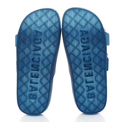 Balenciaga Technical Polyurethane Mallorca Slide Sandals 37 Blue 5 of 8