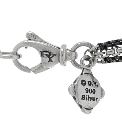 David Yurman Sterling Silver Diamond Cable Tassel Pendant Box Chain Necklace Black 4 of 4