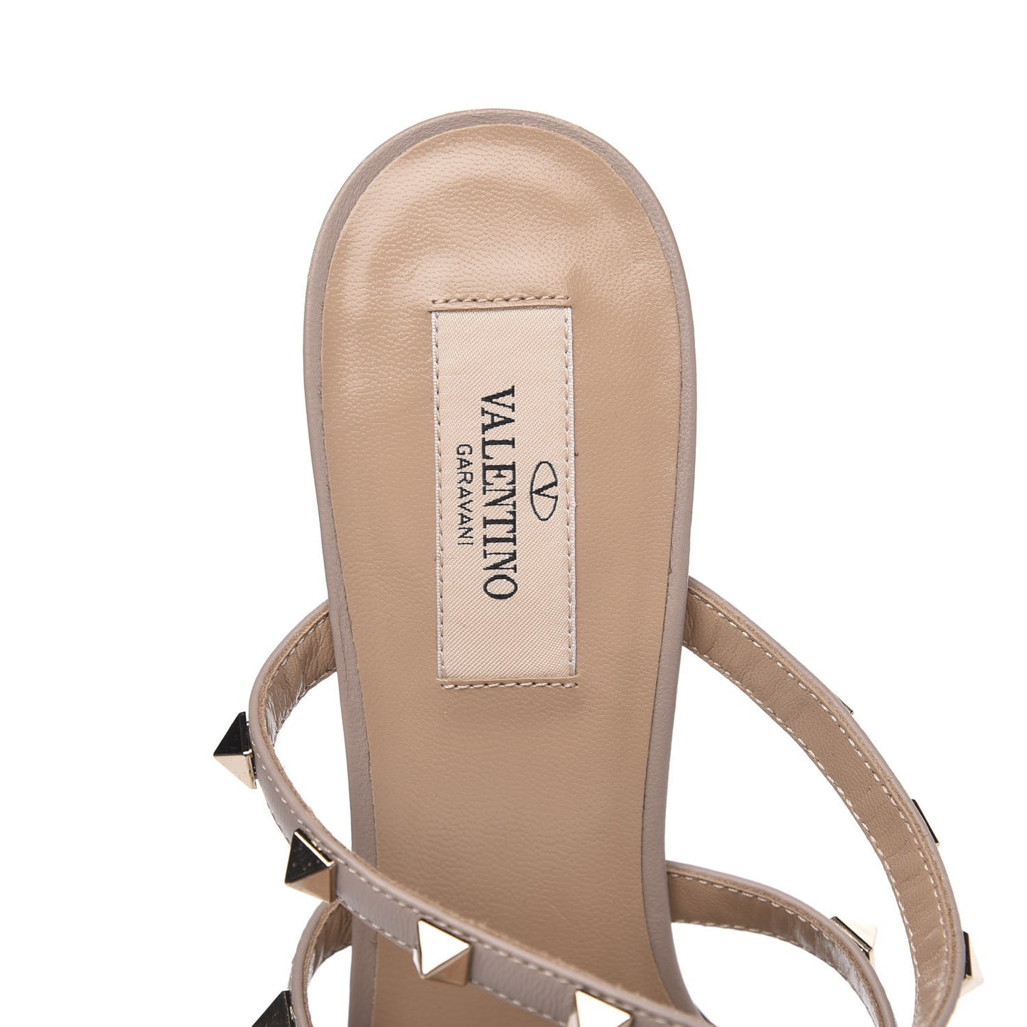 Patent Nappa Rockstud 50mm Cage Mules 38.5 Poudre