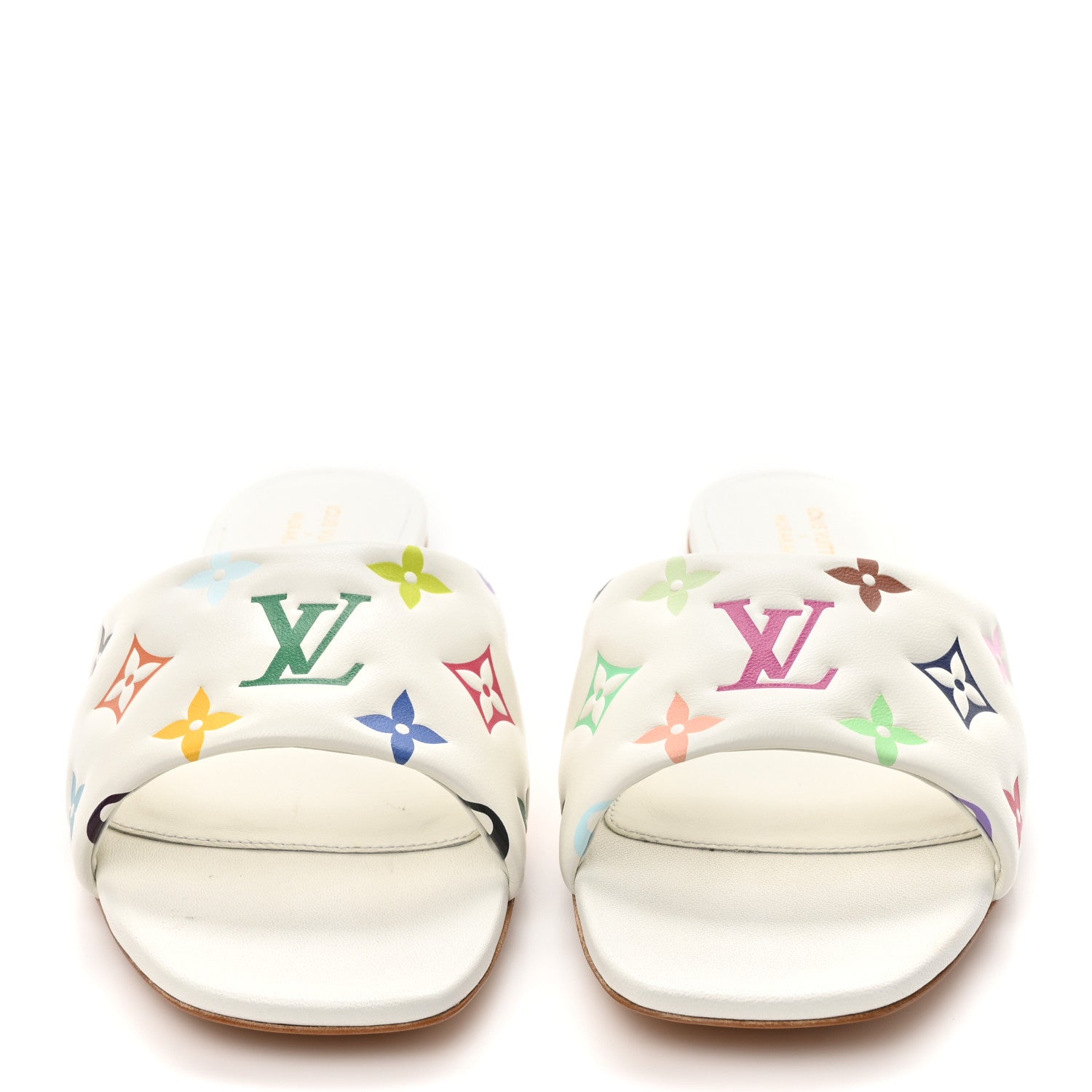 Louis Vuitton LV X TM Lambskin Monogram 6AM Flat Mule Sandals 39 White Multicolor 2 of 9