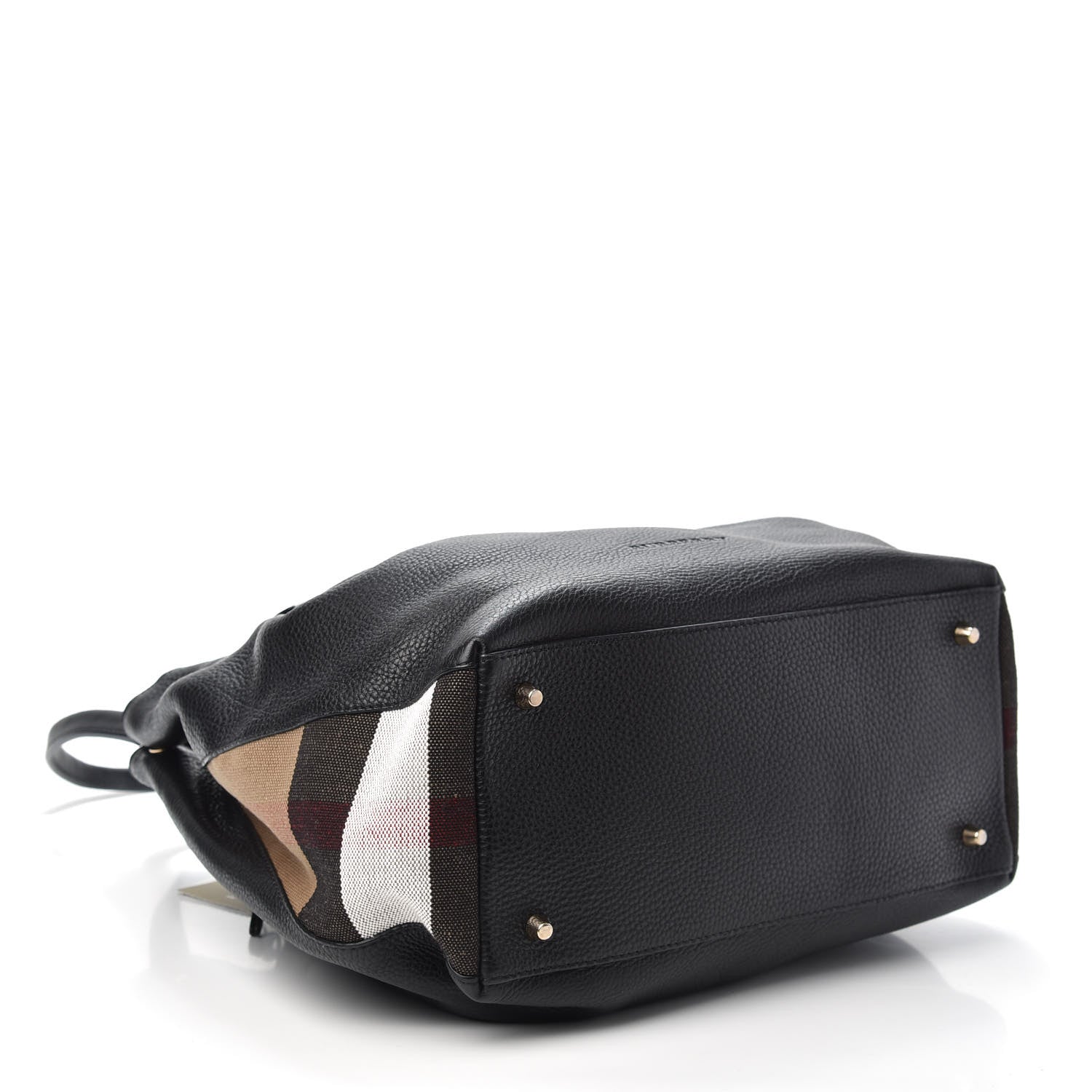 Burberry Grainy Calfskin House Check Medium Maidstone Black 4 of 9
