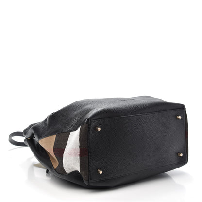 Burberry Grainy Calfskin House Check Medium Maidstone Black 4 of 9