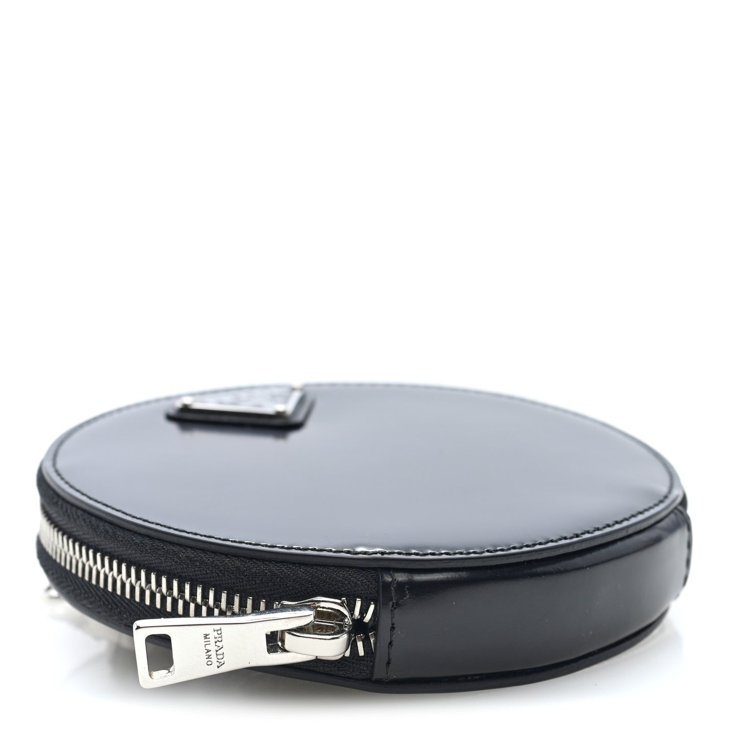 Spazzolato Round Chain Coin Crossbody Pouch  Black