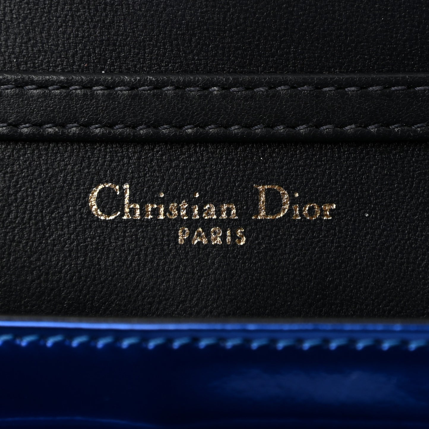 Metallic Patent Micro-Cannage Diorama Wallet on Chain Pouch Mirror Blue