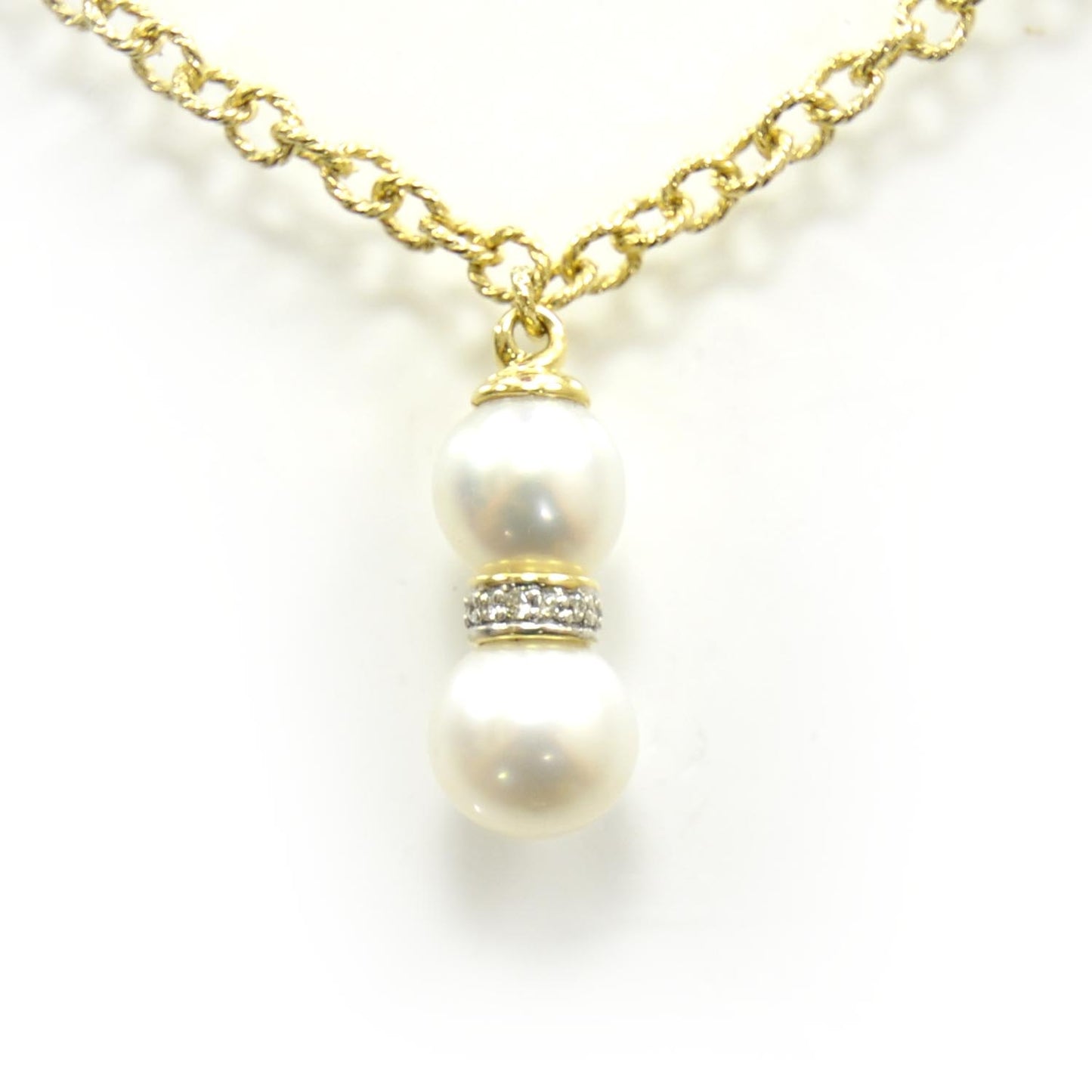 18k Gold Pave Diamond and Tahitian Pearl Necklace