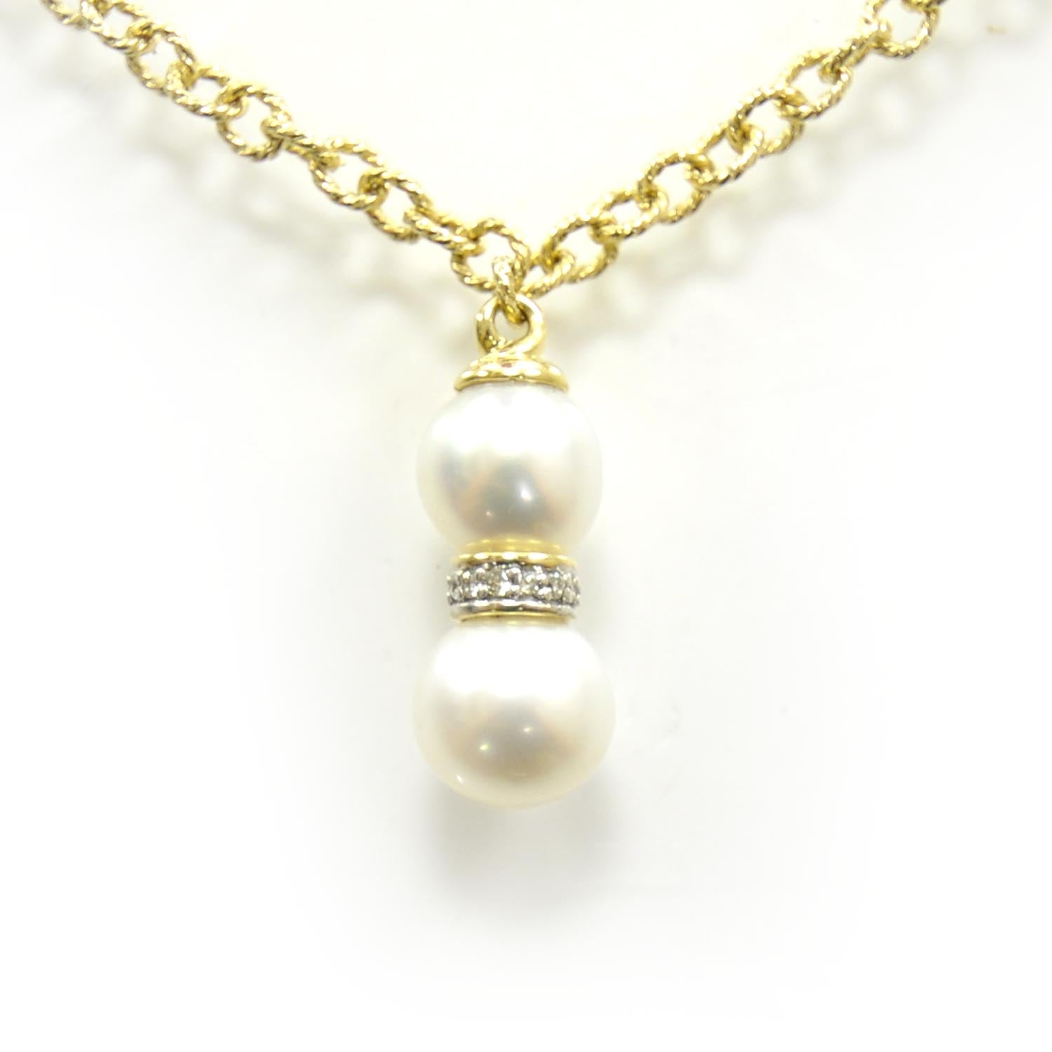 David Yurman 18k Gold Pave Diamond and Tahitian Pearl Necklace 2 of 4