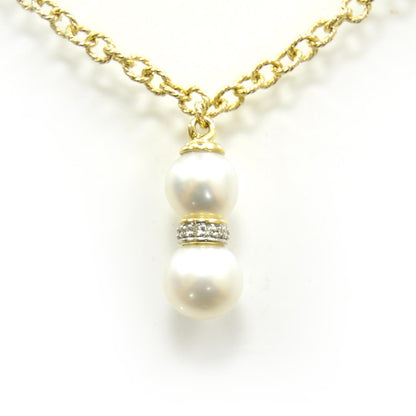 David Yurman 18k Gold Pave Diamond and Tahitian Pearl Necklace 2 of 4