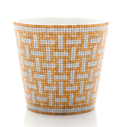 Hermes Porcelain Mosaique Au 24 Porcelain Candle Tumbler Gold 2 of 8