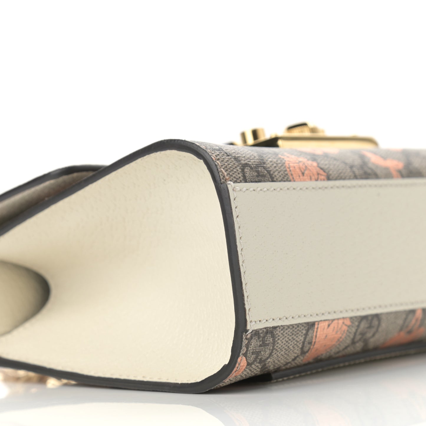 GG Supreme Monogram Berry Textured Dollar Calfskin Small Padlock Shoulder Bag Beige Ebony Light Copper Mystic White