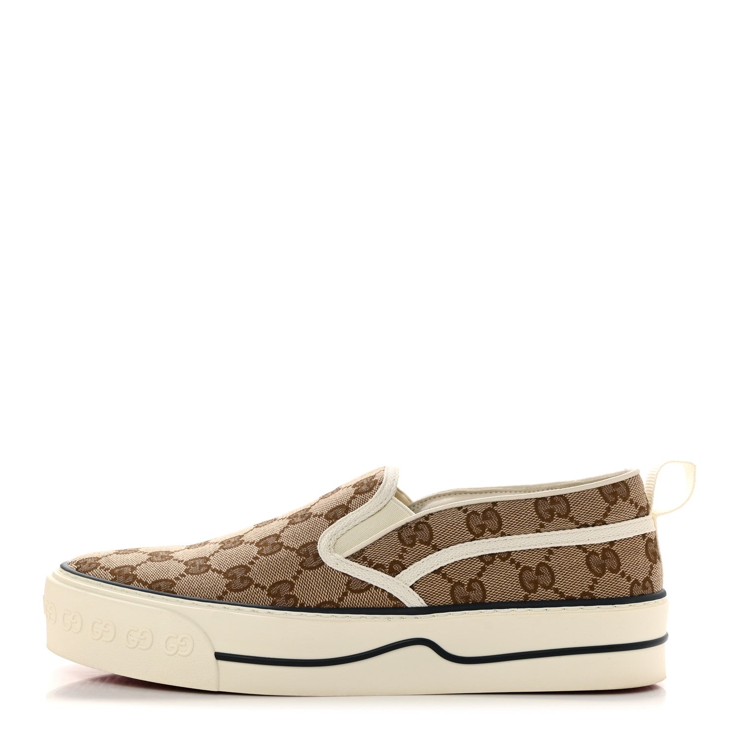 Gucci GG Monogram Womens 1977 Tennis Slip On 30mm Sneakers 40 Beige Ebony Mystic White 1 of 10