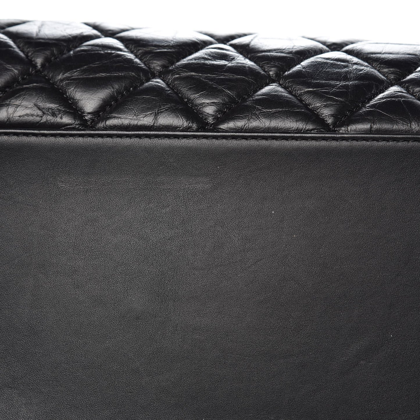 Aged Calfskin Quilted Large Coco Handle Shopping Tote Black