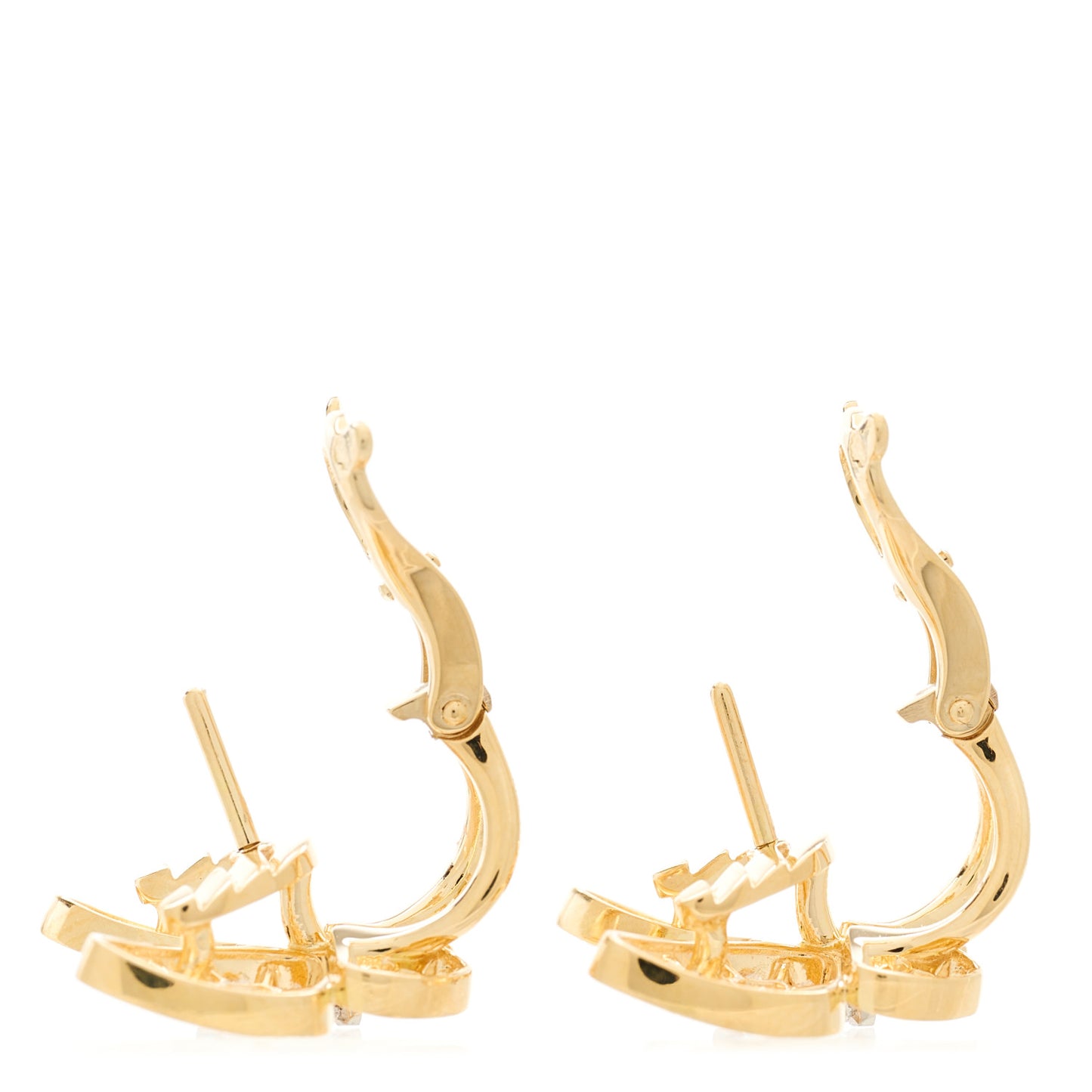 18K Yellow Gold Diamond Two Butterfly Earrings