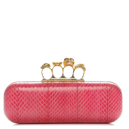 Alexander McQueen Python Knuckle Box Clutch Pink 1 of 7